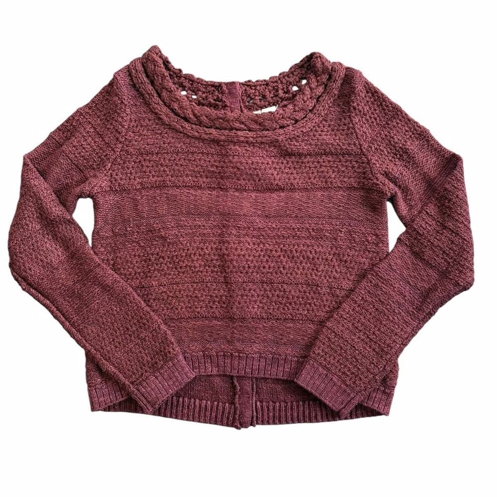 EUC Anthropologie Moth Maroon Button Back Sweater Size S